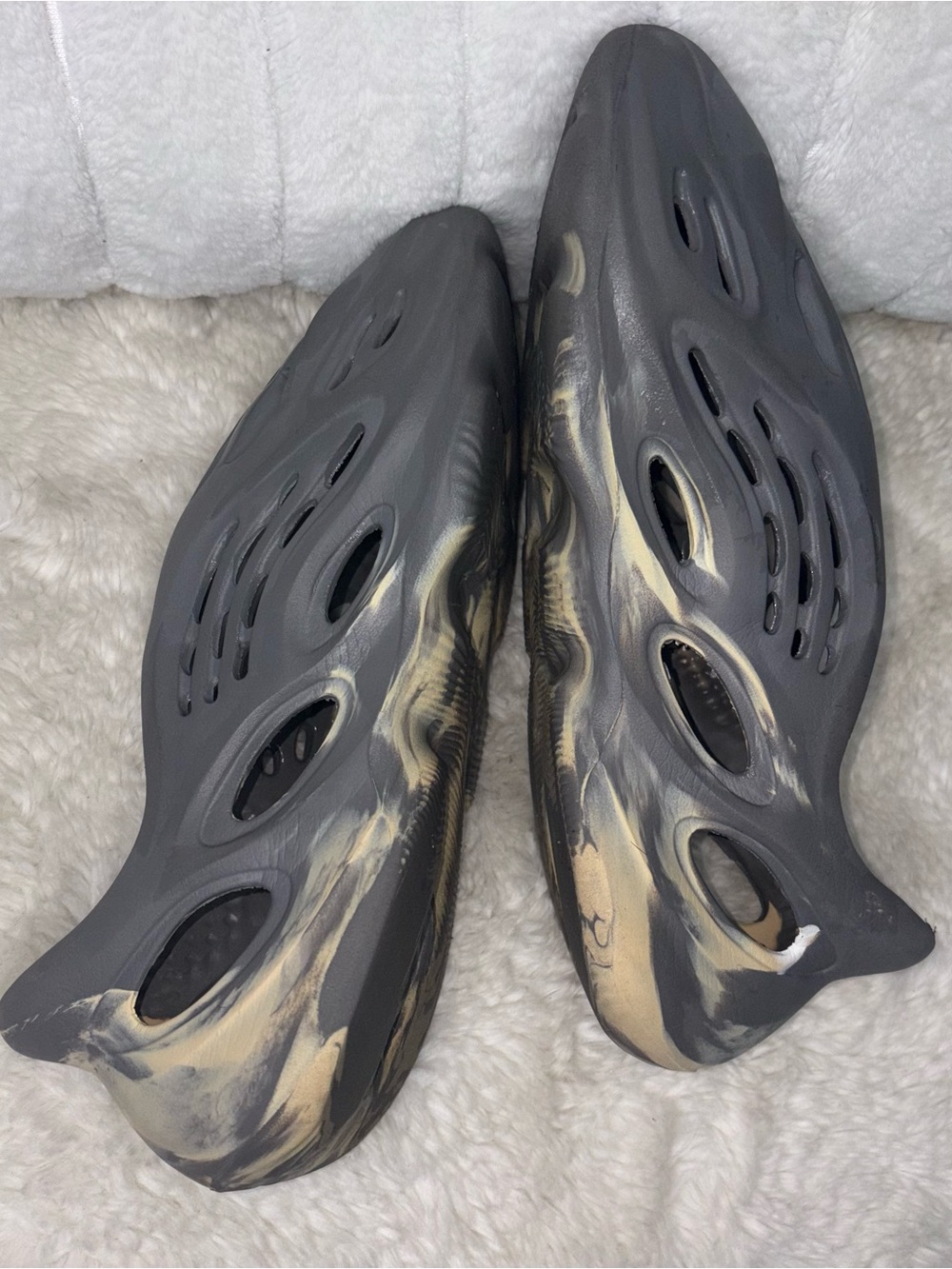 Yeezy Foam Runner in Gray and Cream Marble